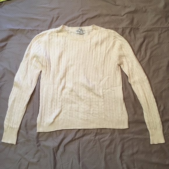 Cream-colored cable-knit sweater - Picture 1 of 4